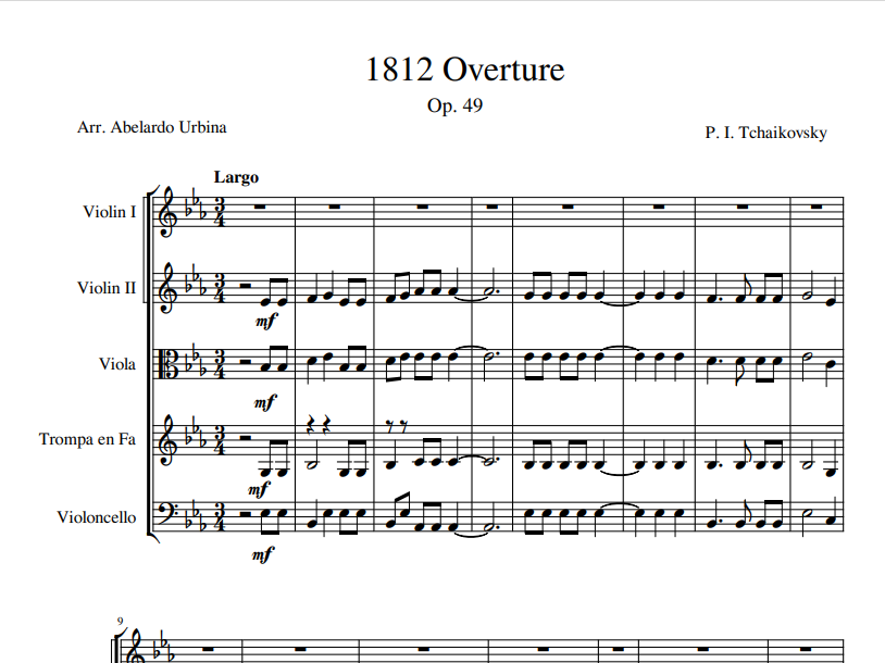 Pyotr Ilyich Tchaikovsky - 1812 Overture Op.49 sheet music for violin